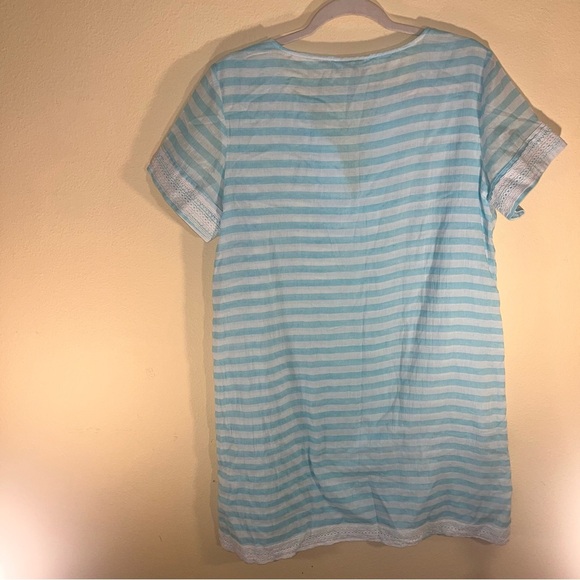 Sail To Sable Shift Tunic Dress Light Blue White Stripe Cotton Classic Lace L - Picture 5 of 12